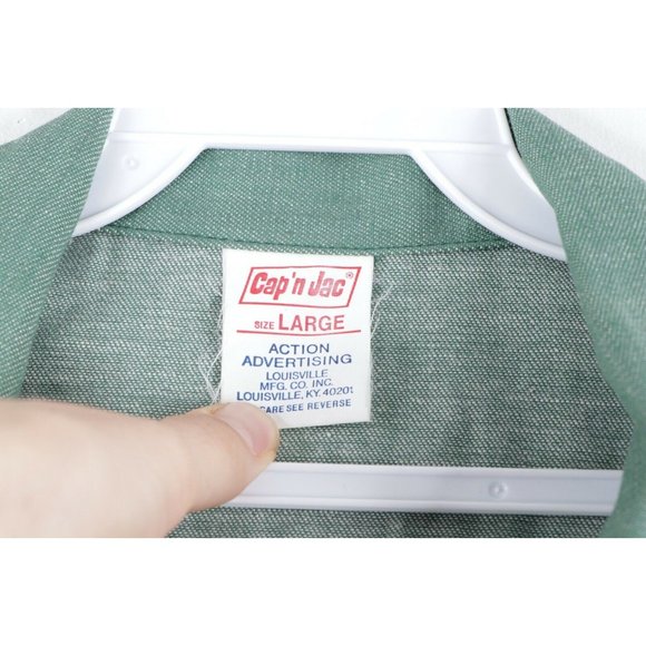 Vintage 70s John Deere Spell Out Patch Sleeveless Denim Jean Vest USA Mens Large - Picture 6 of 9